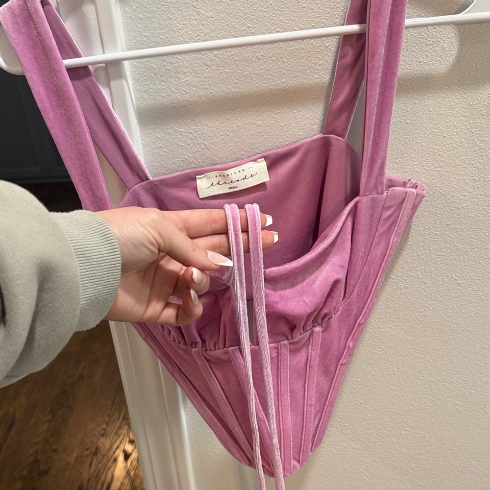 American Threads Pink Crop Top